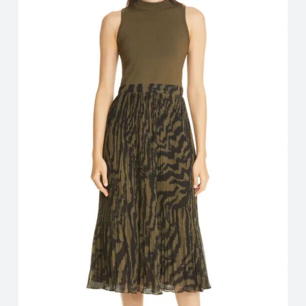 Ted Baker dress in khaki green and black, Good condition